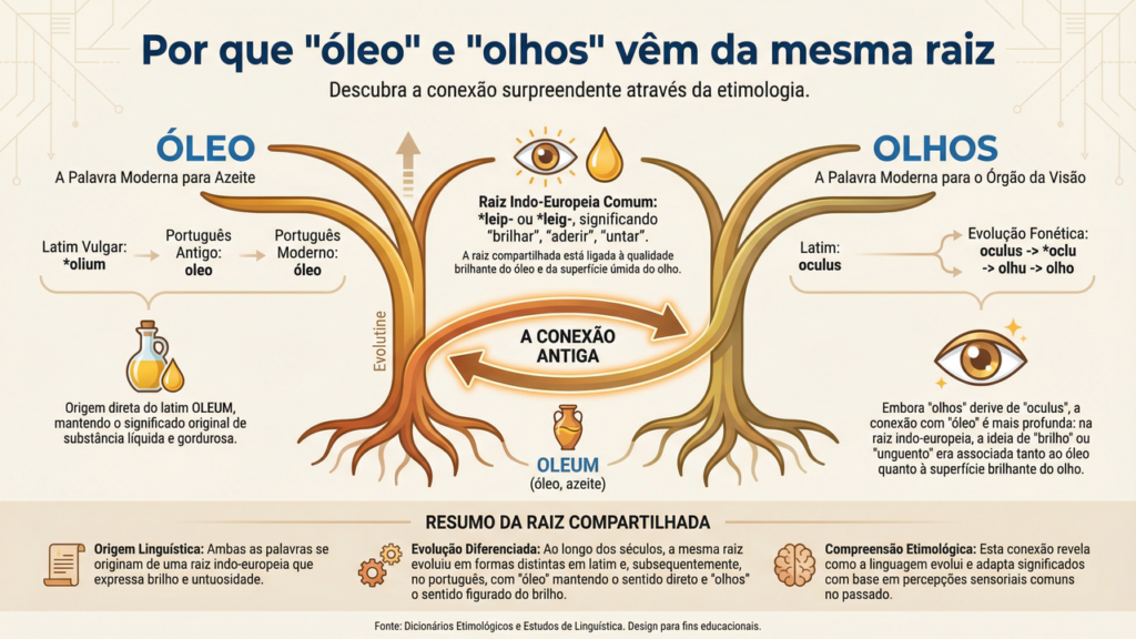 Por que “óleo” e “olhos” vêm da mesma raiz