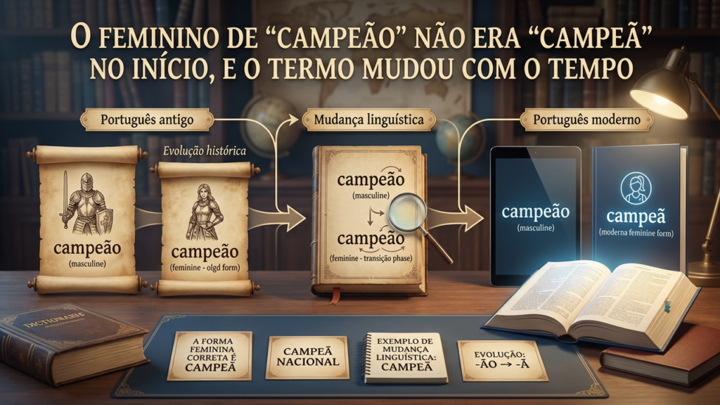 O feminino de “campeão” não era “campeã” no início, e o termo mudou com o tempo