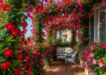A planta trepadeira que cobre varandas e é ideal para refrescar no verão com flores e sombra natural