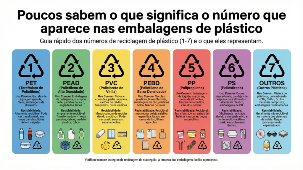 Poucos sabem o que significa o número que aparece nas embalagens de plástico
