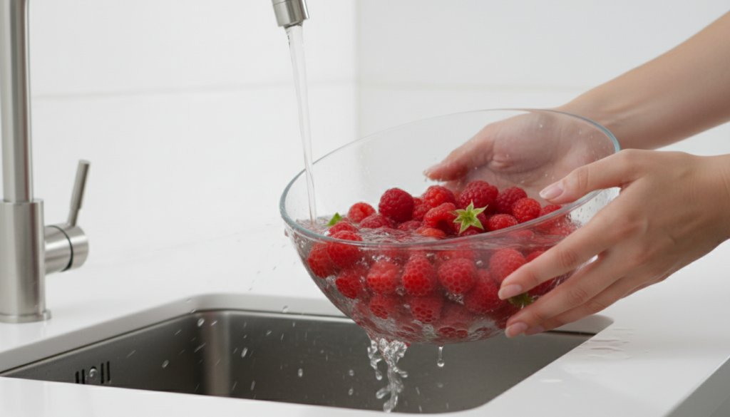A melhor forma de lavar as framboesas para eliminar terra e pesticidas
