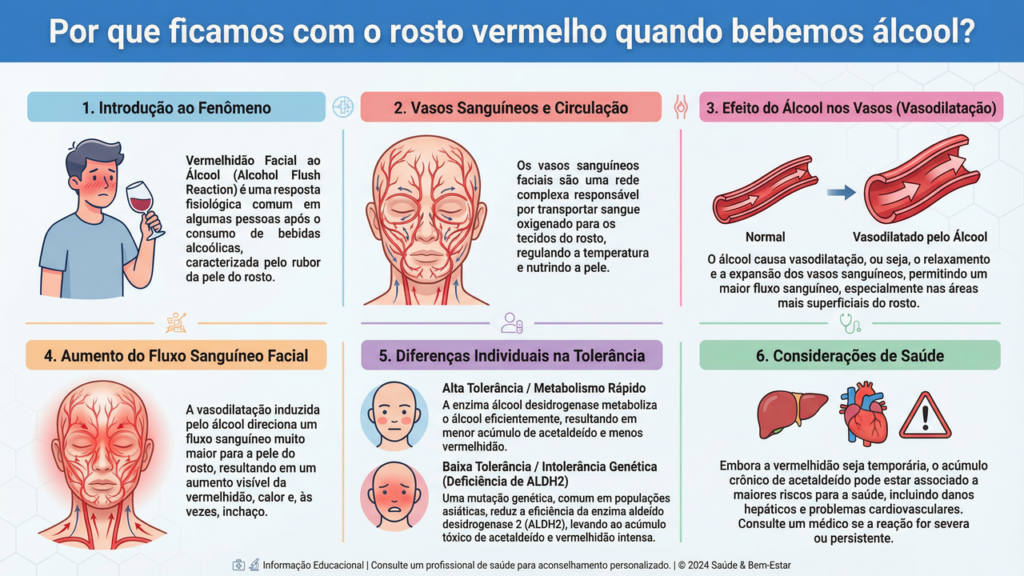 Por que ficamos com o rosto vermelho quando bebemos álcool?