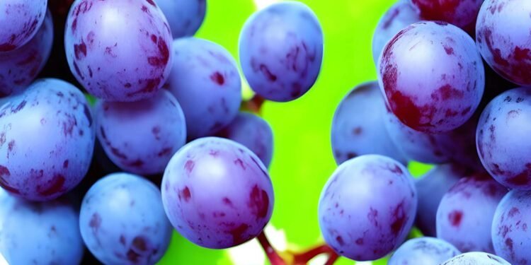 Uvas surgem em cachos na videira, trepadeira de tronco retorcido e folhas lobadas, fruta suculenta de polpa doce em tons variados, perfeita para consumo fresco ou industrial em sucos e vinhos vibrantes. // Créditos: depositphotos.com / prokhorenko9@gmail.com