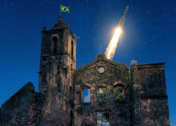 A vila histórica paradoxa onde o passado em ruínas encontra uma base espacial ativa com foguetes no Brasil