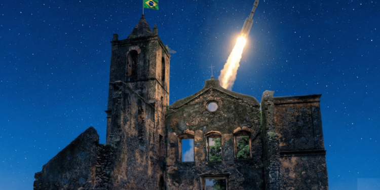 A vila histórica paradoxa onde o passado em ruínas encontra uma base espacial ativa com foguetes no Brasil