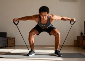 Exercício simples com elástico para fortalecer o bíceps em casa