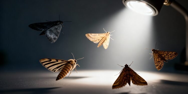O que significa quando as mariposas voam em volta da luz durante a noite?
