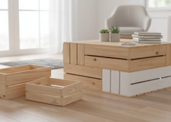 Transforme duas caixas de madeira de feira em uma mesa com a reciclagem