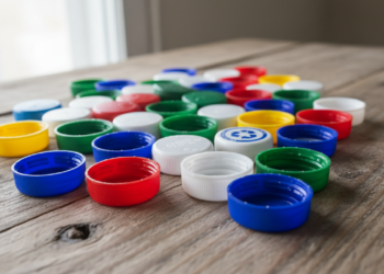 Como fazer uma árvore de Natal com tampinhas de plástico