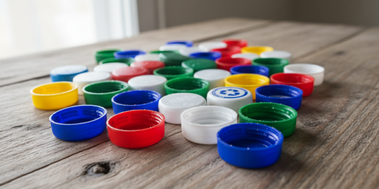 Como fazer uma árvore de Natal com tampinhas de plástico