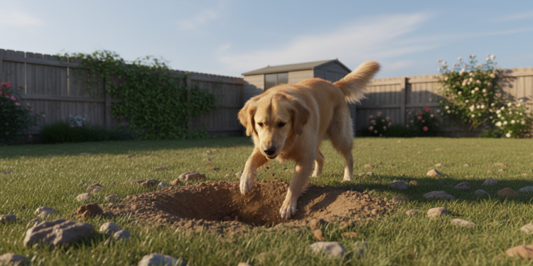 O que significa quando seu cachorro cava buracos no jardim?