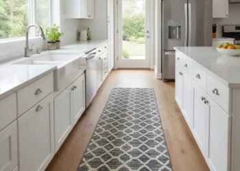 O fim do tapete encardido: por que a passadeira de vinil decretou o fim do tecido na cozinha e promete manutenção com um simples pano úmido