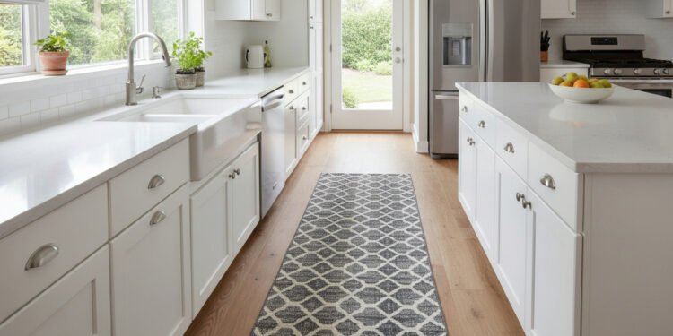 O fim do tapete encardido: por que a passadeira de vinil decretou o fim do tecido na cozinha e promete manutenção com um simples pano úmido