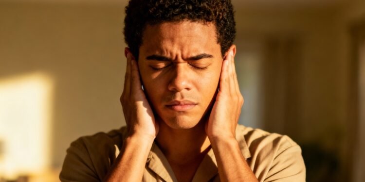 O "Suspiro da Abelha" (Bhramari Pranayama) tapando os ouvidos para eliminar a raiva/frustração