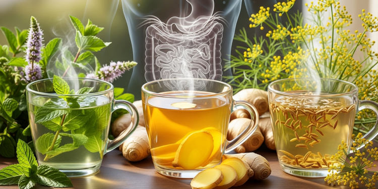 3 chás que melhoram a saúde do seu intestino e evitam o estufamento