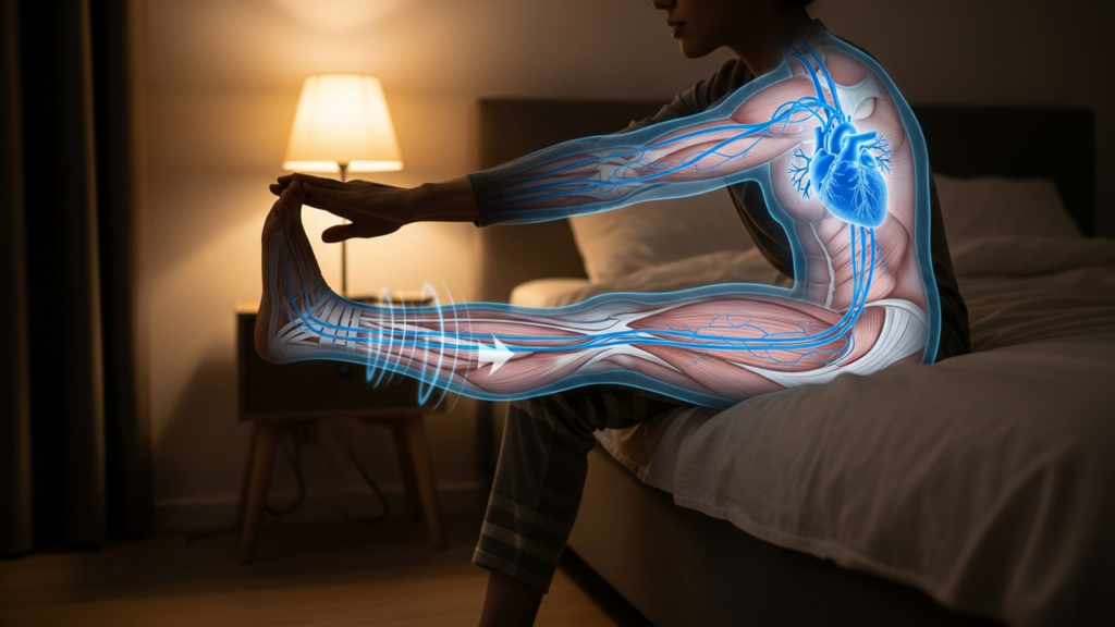 Hábito de alongar as pernas antes de dormir e seus efeitos relaxantes no corpo
