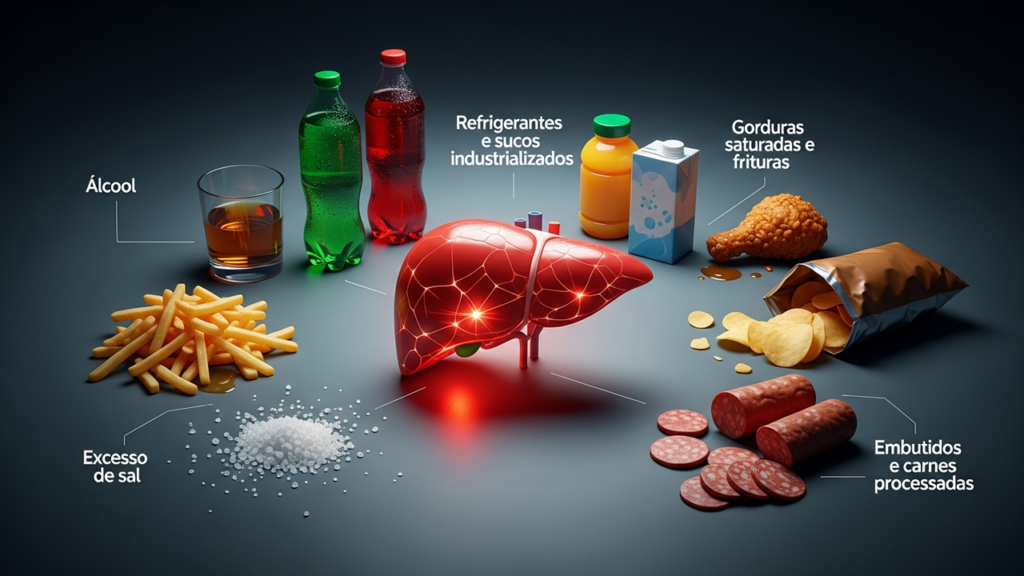 Alimentos que devem ser evitados por quem apresenta sensibilidade ou doenças no fígado