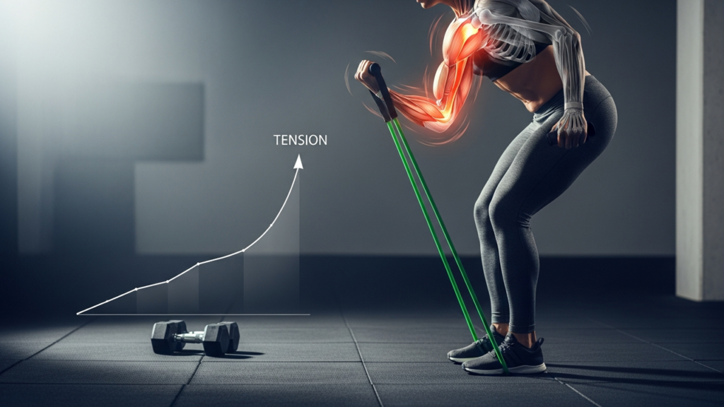 Exercício simples com elástico para fortalecer o bíceps em casa