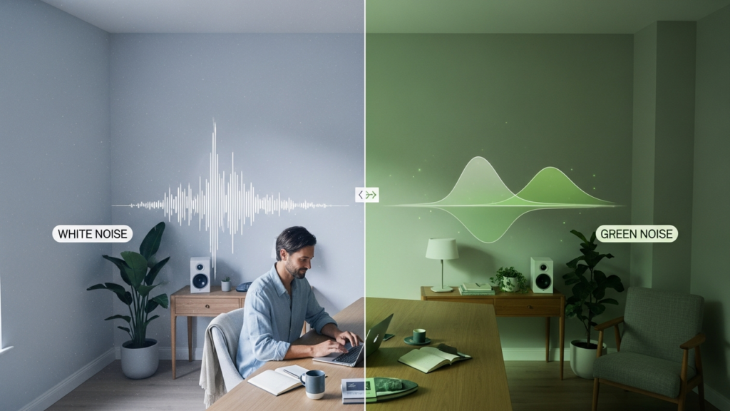 Uso do ruído verde nos fones associado à redução de pensamentos intrusivos e maior foco mental
