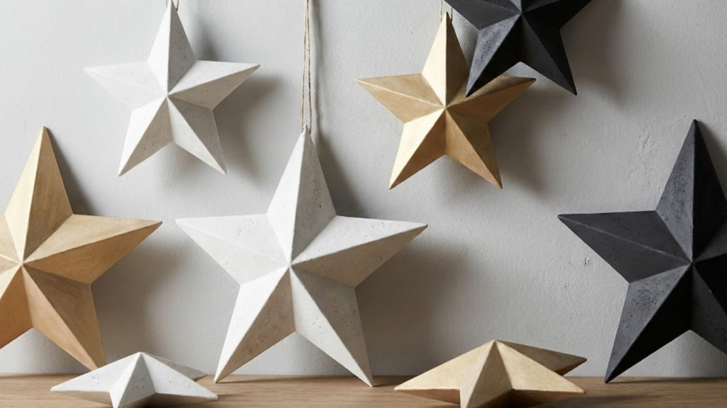 Enfeites de Natal feitos com caixas de papelão reaproveitadas de forma criativa
