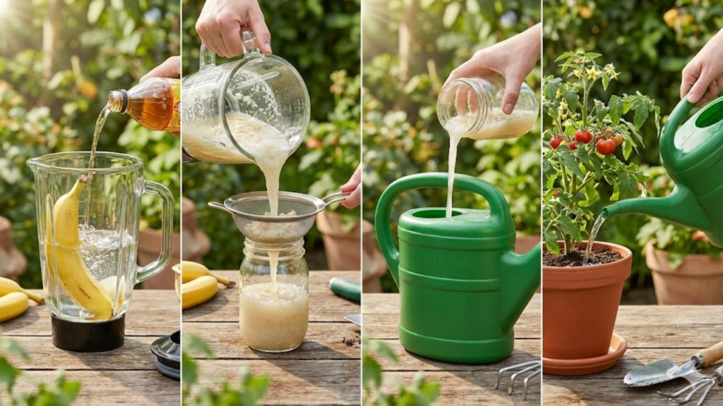 Uso de casca de banana com vinagre em preparo caseiro voltado à limpeza e reaproveitamento doméstico
