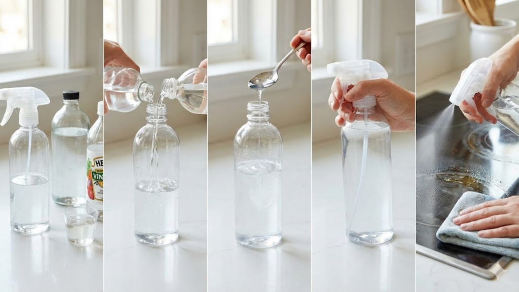 Solução caseira aplicada na remoção de gordura acumulada em azulejos da cozinha
