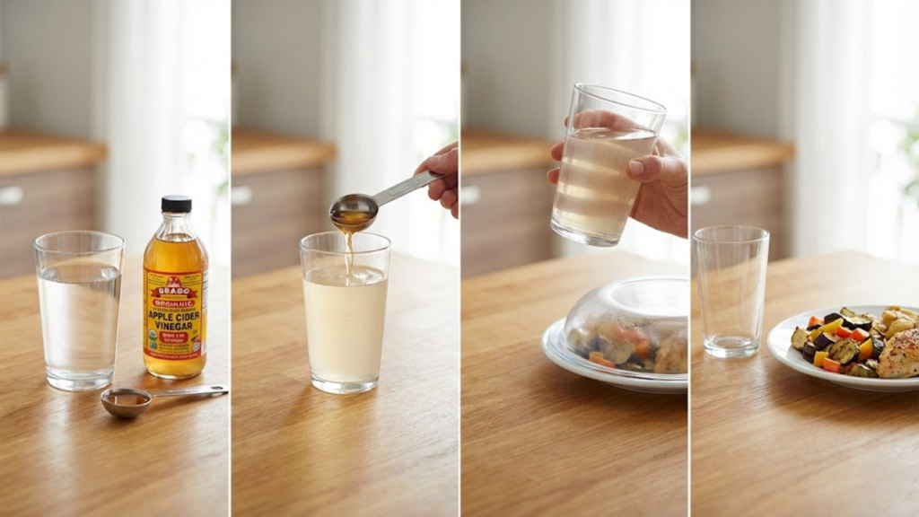 Uso de vinagre de maçã diluído antes da refeição associado ao controle do pico glicêmico
