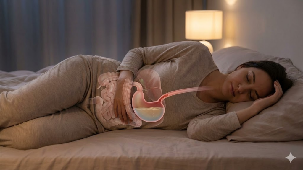 Deitar sobre o lado esquerdo do corpo para eliminar a azia e refluxo mecanicamente