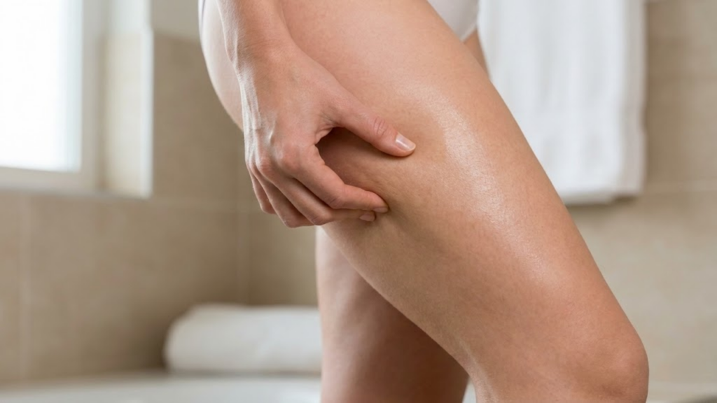 Técnica de skin rolling aplicada na barriga e coxas para melhorar a mobilidade da fáscia
