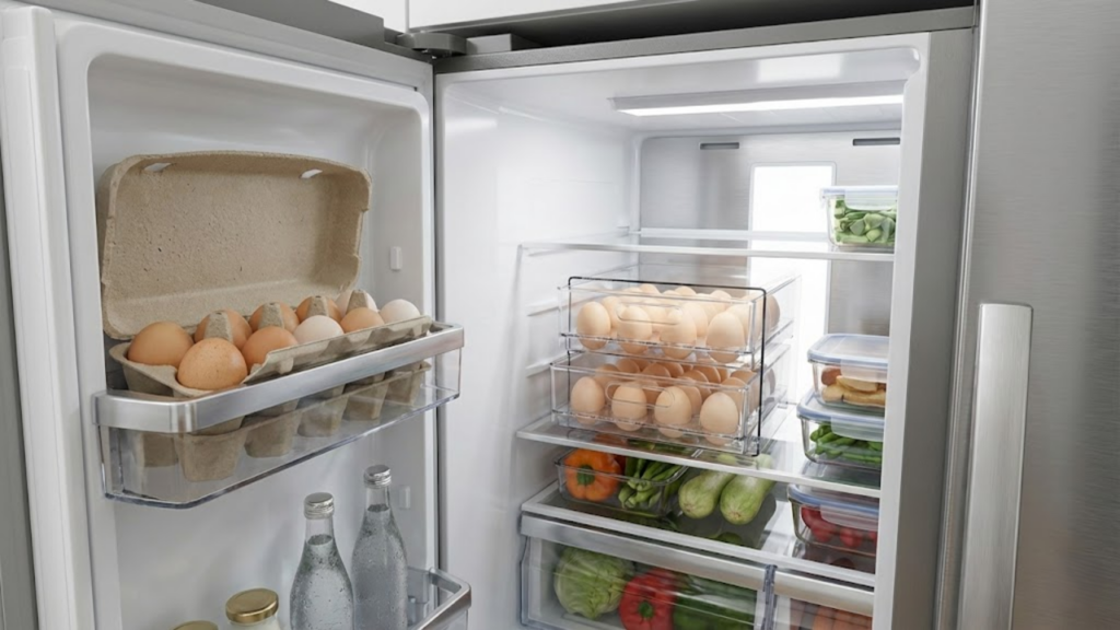 Organização de arroz, feijão e ovos para manter a cozinha funcional e visualmente agradável
