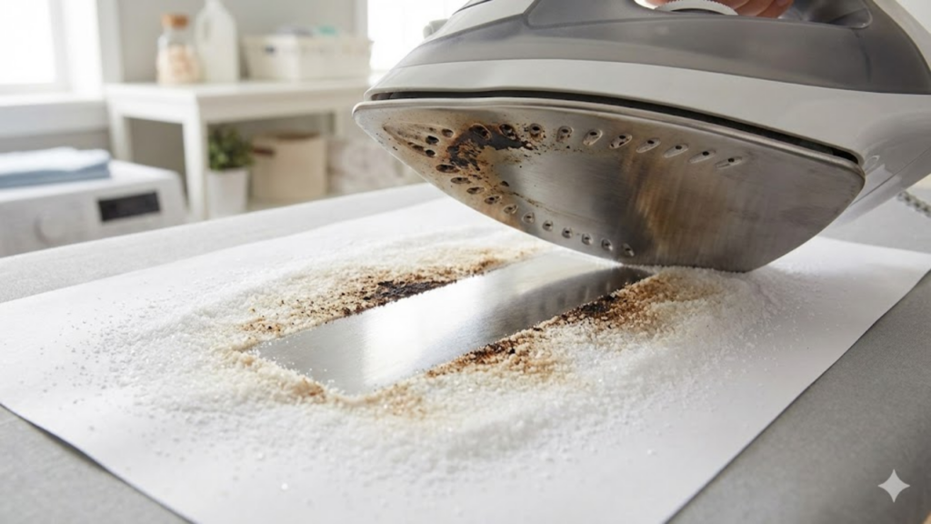 Adeus ferro de passar sujo: como limpar a base queimada usando sal