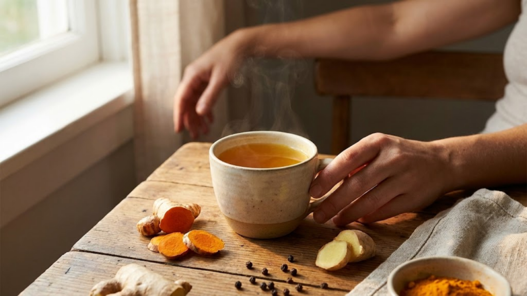 Chá dourado associado ao alívio de dores articulares e à redução da inflamação
