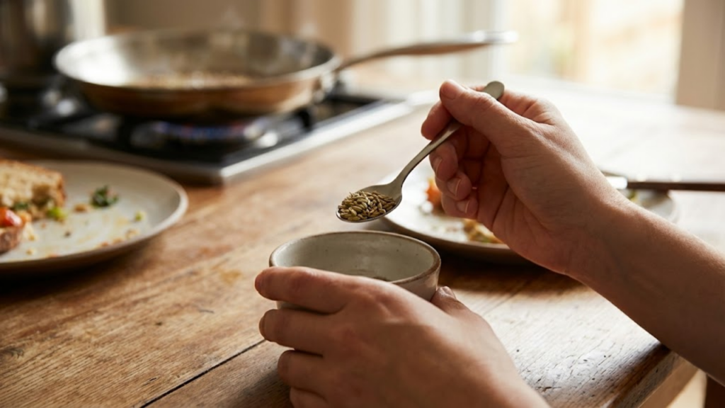 Hábito indiano de mastigar sementes de funcho após as refeições para digestão e hálito fresco
