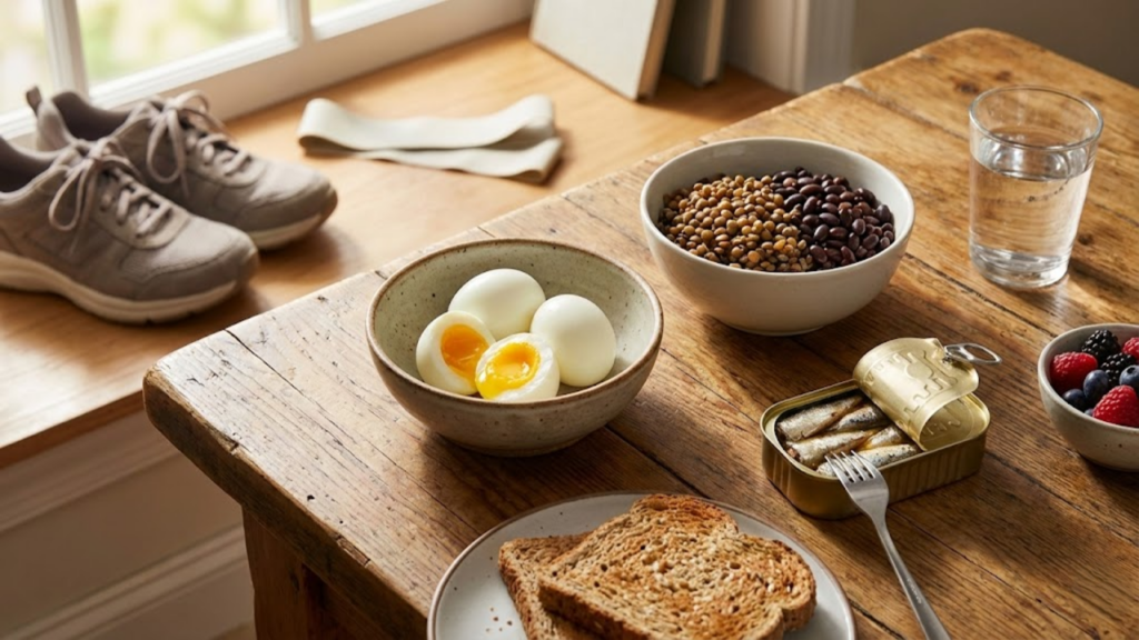 Fontes acessíveis de proteína indicadas para preservar massa muscular após os 50 anos