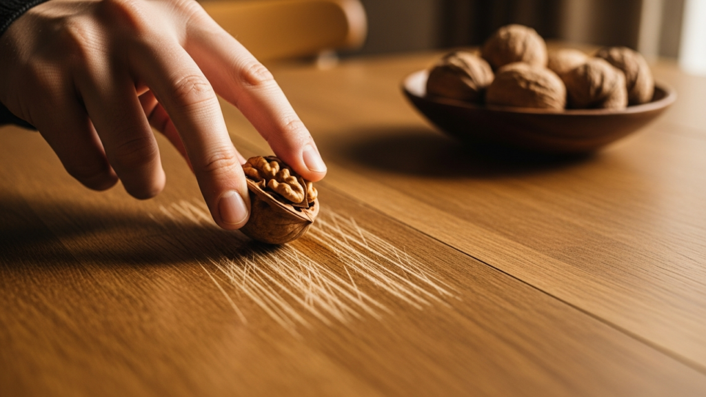 Casca de banana ajuda a disfarçar riscos superficiais em mesas de madeira