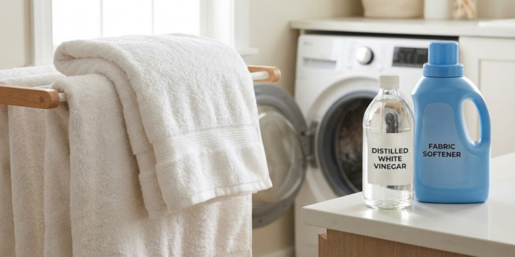 Vinagre remove resíduos do amaciante e devolve maciez às toalhas