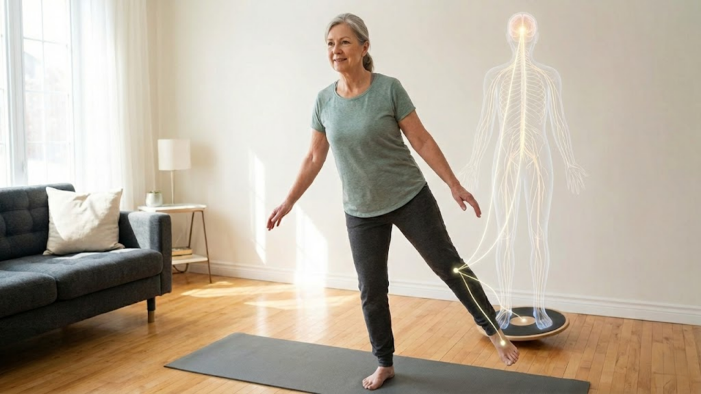 Exercícios simples ajudam a fortalecer o equilíbrio corporal após os 40 anos
