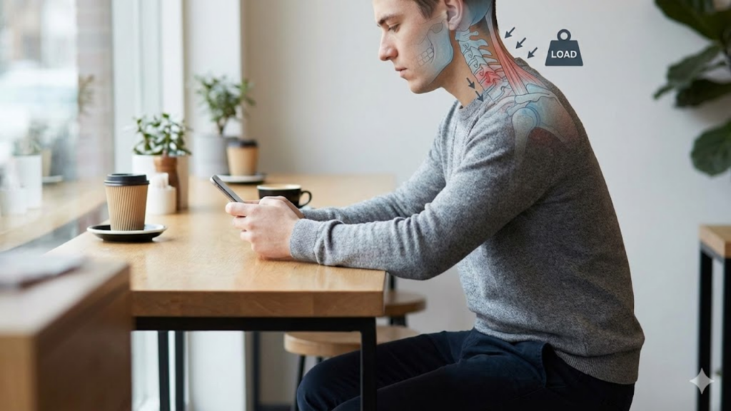 Você pode estar com o peso de uma criança de 8 anos no pescoço por simplesmente mexer no celular