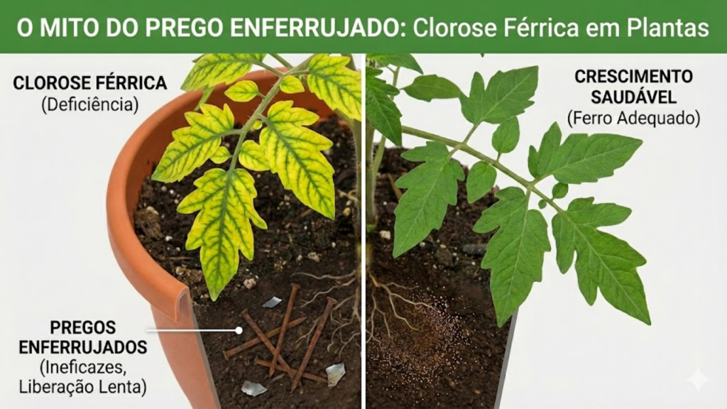 Uso de pregos enferrujados em vasos é citado como prática para fornecer ferro às plantas
