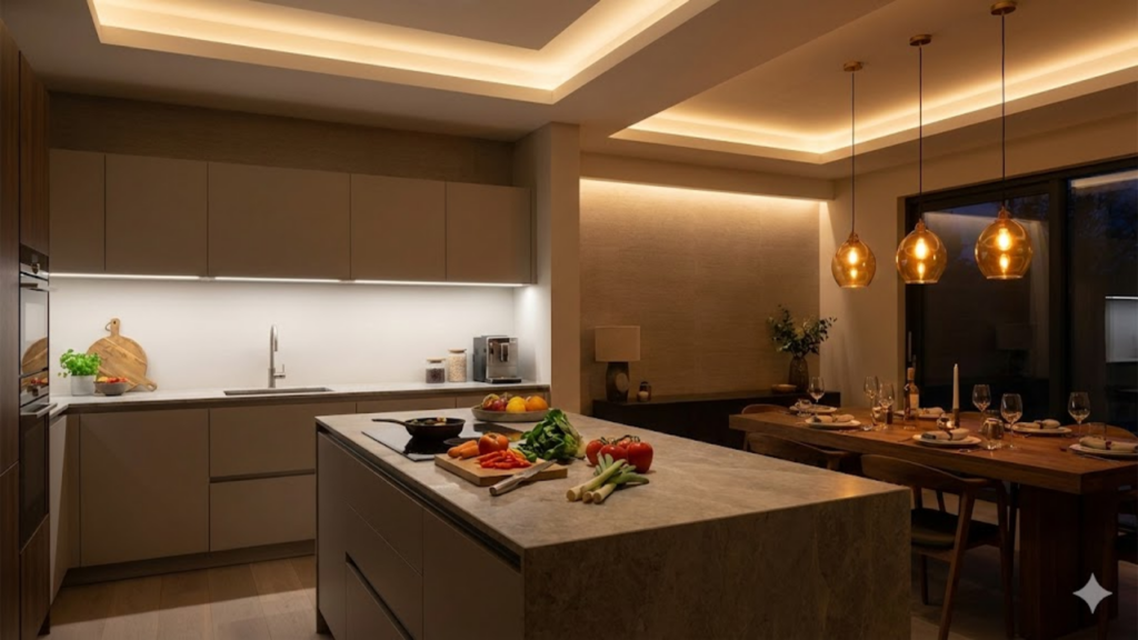 Luz amarela na cozinha cria ambiente mais aconchegante e confortável aos olhos
