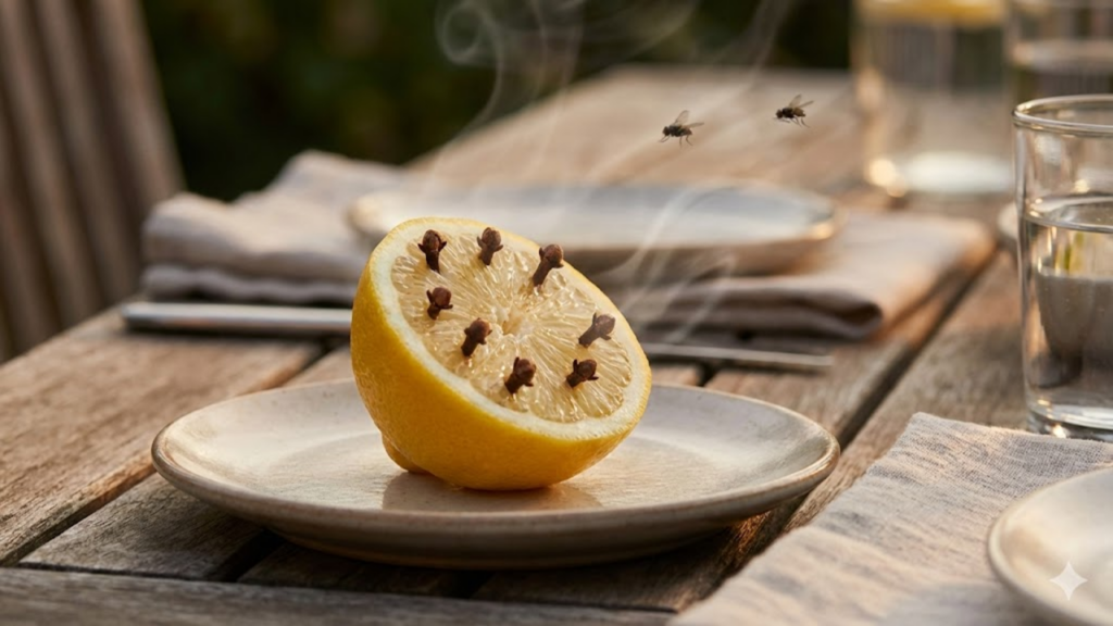 Limão perfurado com cravos libera aroma cítrico que ajuda a afastar insetos
