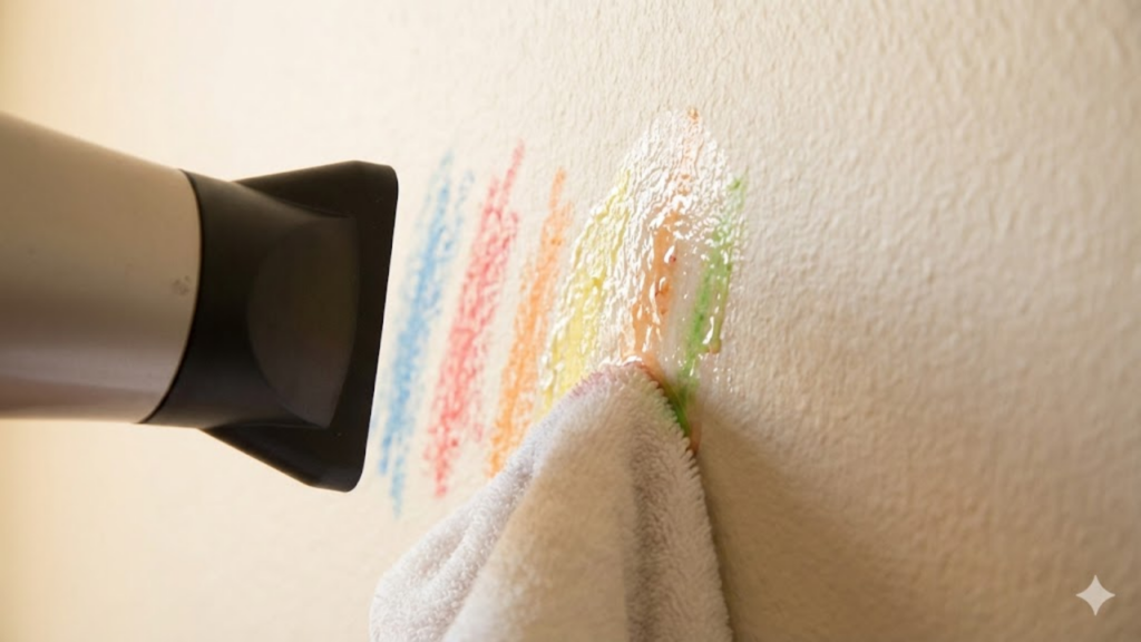 Riscos de giz de cera na parede: por que o secador de cabelo é a melhor ferramenta