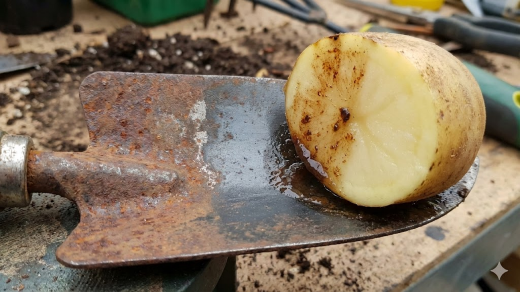 Batata crua ajuda a remover ferrugem de ferramentas e grelhas de forma simples