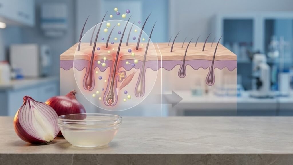 O suco de cebola crua que regenera falhas no cabelo rapidamente: como o enxofre acorda os folículos