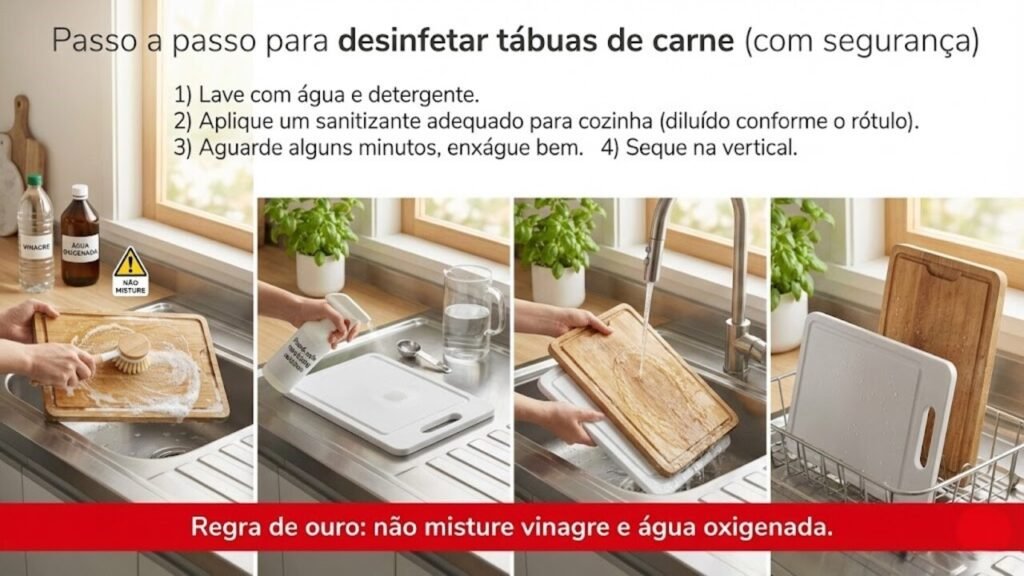 Uso combinado de vinagre e água oxigenada para limpeza e higienização doméstica

