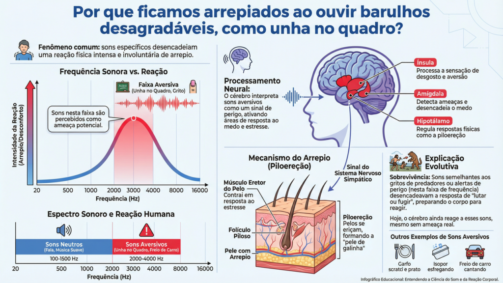 Por que ficamos arrepiados ao ouvir barulhos desagradáveis, como unha no quadro?