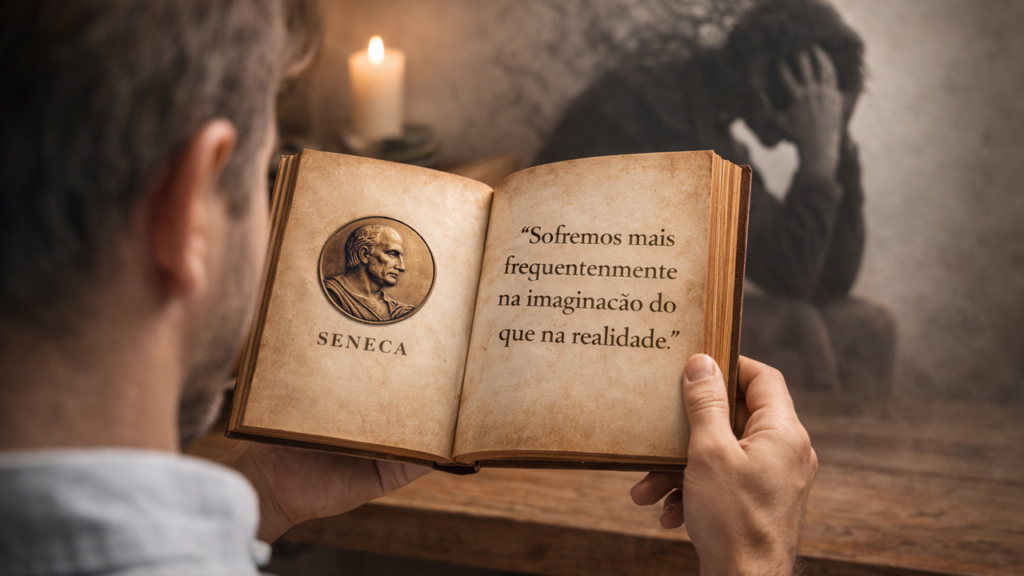Citação do dia do antigo filósofo estoico Sêneca: “Sofremos mais frequentemente na imaginação do que na realidade.”