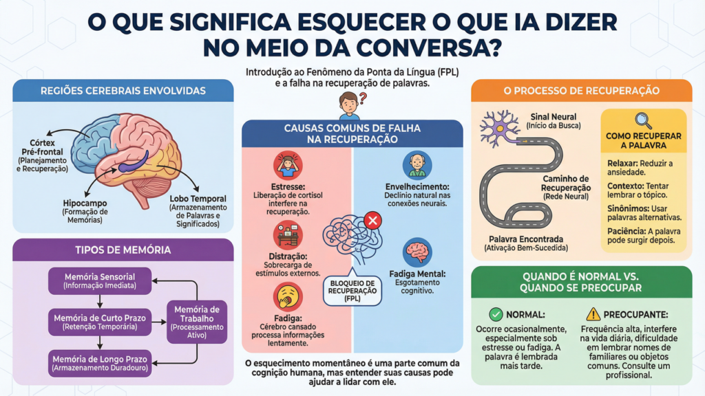 O que significa esquecer o que ia dizer no meio da conversa