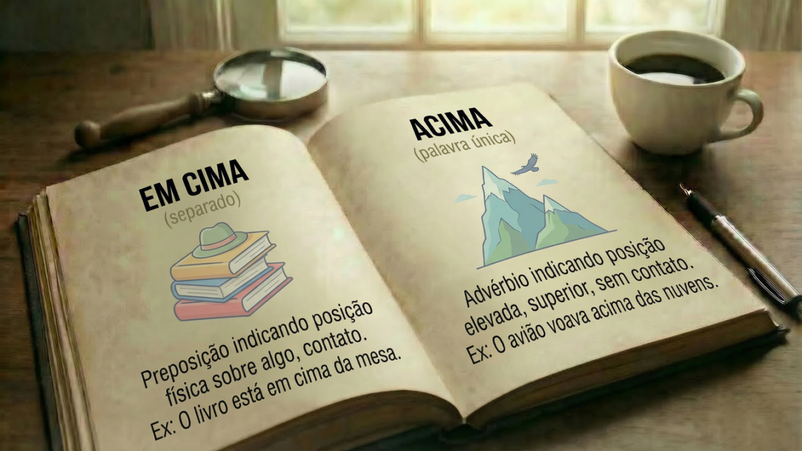 A explicação definitiva para você aprender a usar “Em cima” e “acima”