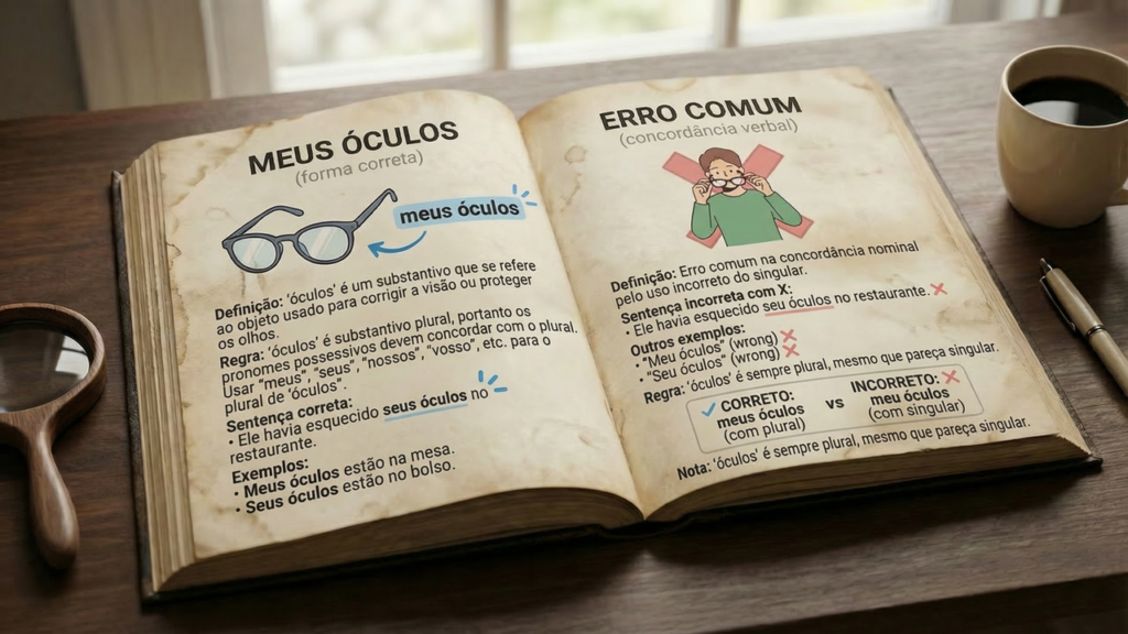 "Meus óculos" ou "Meu óculos"? Essa é a explicação definitiva para não errar mais